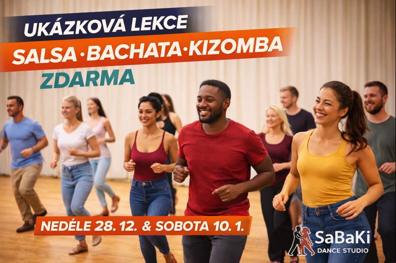 Ukázková lekce Salsa – Bachata – Kizomba zdarma (28. 12. a 10. 1.)