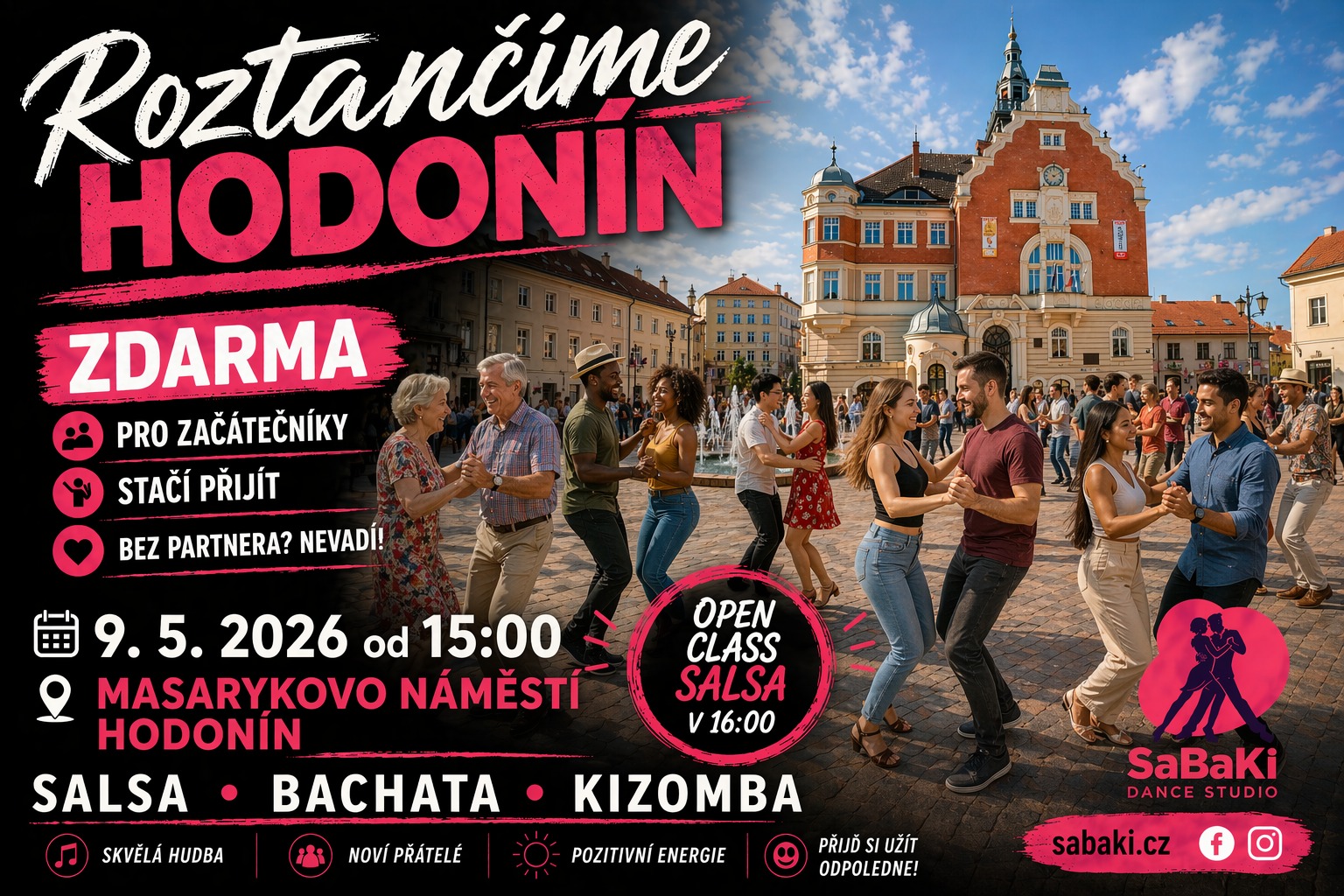 Roztančíme Hodonín: salsa, bachata a kizomba zdarma na náměstí (9. 5. 2026)